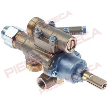 Robinet gaz PEL22S/O, diametre ax 8x10mm, lungime ax 25mm, conector termocupla de M8x1, intrare/iesire gaz M20x1,5 