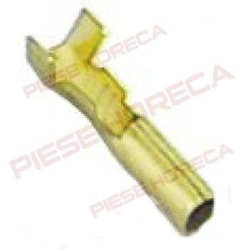 Papuci pentru cablu aprindere piezoelectrica, diametrul interior de 2,4mm, pentru cablu de 0,5-1,5mm2, temperatura maxima constructiva 125 °C, confectionat din aliaj