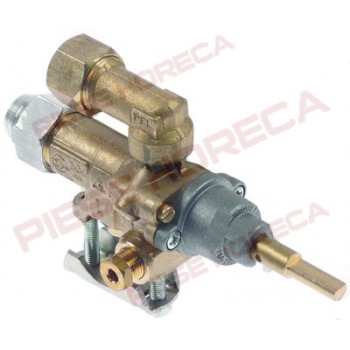 Robinet gaz PEL tip 21S,iesire gaz M17x1, fixare pe teava gaz de ø 21mm cu flansa, conexiune termocupla M8x1, diametru ax 6x4.6 mm, lungime ax 30/17.5 mm