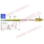 Termocupla (senzor flacara) cu lungimea de 850mm, diametrul de fixare in suportul flacari de veghe de 6,5mm si diametrul conectorului pentru robinet de M9x1mm