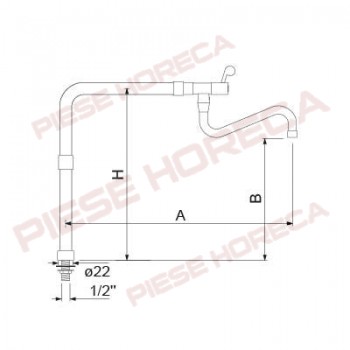 Robinet coloana cu pipa pentru masa de spalare.