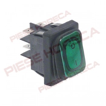 Intrerupator bipolar iluminat(verde) cu garnitura de protectie