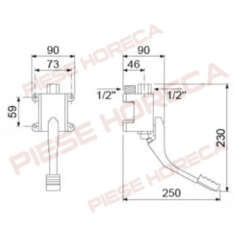 Robinet cu actionare la pedala apa calda sau rece
