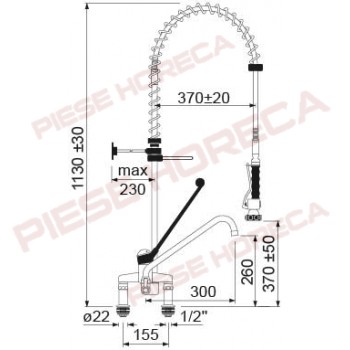 Baterie spalator cu dus prespalare si montare pe blat