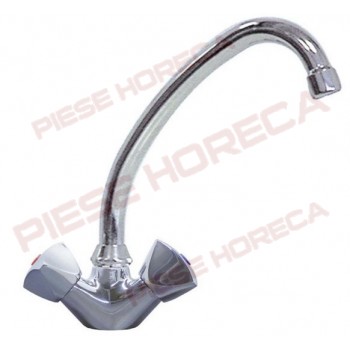 Baterie monocomanda cu 2 robineti ceramici , pipa cu lungimea de 200mm si montare pe blat 