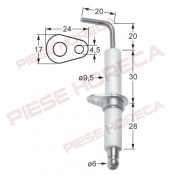 Electrod aprindere cu flansa pentru tigaie basculanta, cuptor, masina fiert paste, bolitor  Zanussi