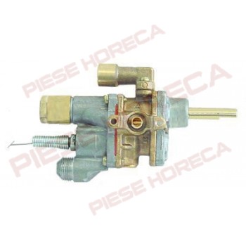 Robinet termostatat COPRECI pentru cuptor FAGOR, tmax. 300◦C, prindere pe teava cu flansa, iesire gaz ptr.arzator 1/8”, lungime capilar senzor de 1100mm, dimensiuni senzor 4x84mm, conector termocupla de M8x1, duza bypass de 0,5mm, diametru ax 8x6,5mm