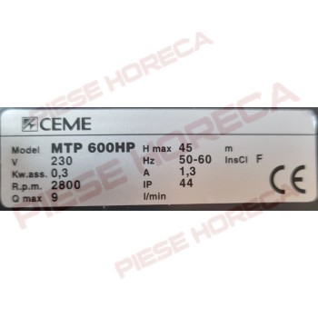 Pompa apa MTP600 HP conectare cu filet de1/4  producator CEME