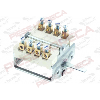 Intrerupator rotativ pentru aragaz electric, cuptor, plita, Bain-marie. 0-1, cu 4 contacte, ax  Ø 6x4,6 mm 