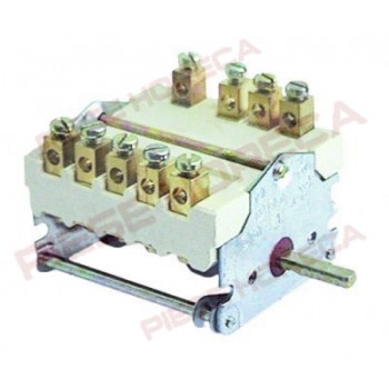 Comutator  7 pozitii, 0-1-2-3-4-5-6, 1NO/ 2CO, 32A, conectori electrici cu surub, dimensiuni ax 6x4,6mm. Producator EGO cod catalog producator 4327232000