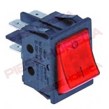 Intrerupator rosu, dimensiuni masurare 30x22mm, 2NO 250V 16A, cu iluminare, papuci tata 6.3mm, conexiune 0-1