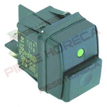 Intrerupator dimensiuni 30x22mm, 2NO 250V 12A, conexiune papuci tata 6.3mm, culoare verde