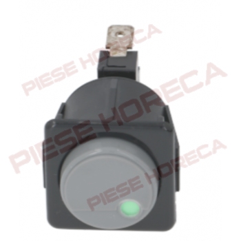 Intrerupator rotund gri cu led indicare tensiune si masca patrata neagra Hoonved, Ascaso