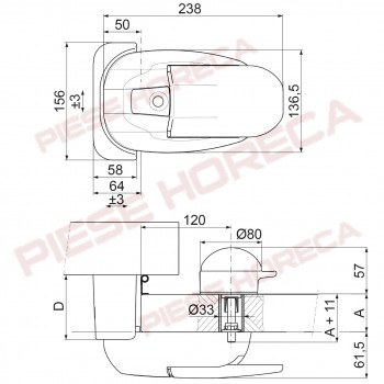 Set de prindere pentru maner fara incuietoare usa camera frigorifica Fermod 430