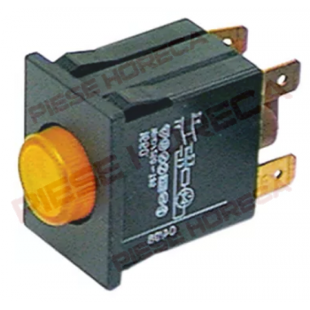 Intrerupator, comutator  fara retinere montare pe 30x22mm cu buton central rotund culoare galbena, Palux