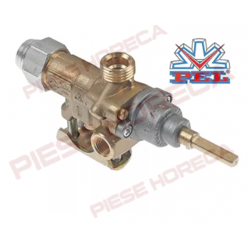 Robinet gaz PEL21S cu prindere pe teava, ax de ø6x4.6mm cu lungimea de 30/23mm