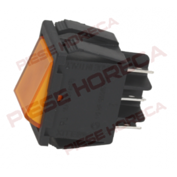 Intrerupator bipolar basculant portocaliu iluminat cu doua pozitii 