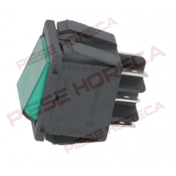 Intrerupator bipolar basculant verde iluminat cu doua pozitii 