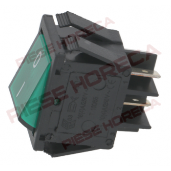 Intrerupator bipolar basculant verde iluminat cu doua pozitii 