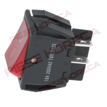 Intrerupator bipolar basculant rosu iluminat cu doua pozitii 