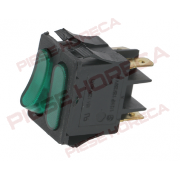 Intrerupator basculant verde cu indicator tensiune, 16A, 250V