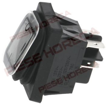 Intrerupator basculant cu burduf de protectie, iluminat, alb, bipolar