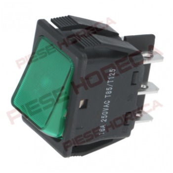 Intrerupator basculant iluminat verde, 30x22mm, 400V