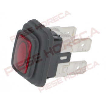 Intrerupator, buton iluminat rosu, 19x13mm, 250V 