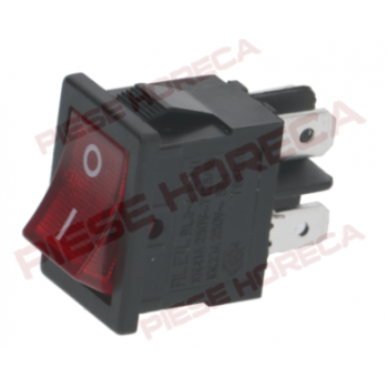 Intrerupator basculant rosu 19x13mm iluminat, 13A