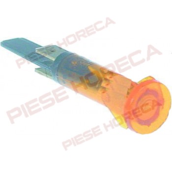 Lampa indicator tensiune, culoare galbena, alimentare 230V, conexiune electrica 6.3mm, diametrul de montare 10mm