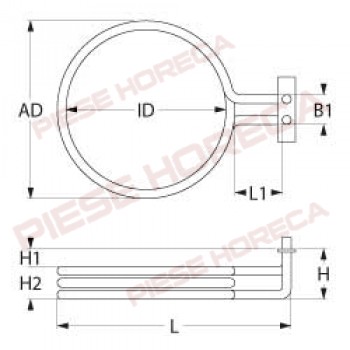 Rezistenta 2500W rotunda, diametrul exterior de 192mm cuptor Tecnoeka, Horeca Select, Metro Professional 