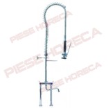Baterie cu dus prespalare si pipa, doi robineti ceramici, inaltime-1220mm, lungime pipa-220mm, conexiuni apa ½”, distanta de fixare -150mm.Se livreaza completa cu toate elementele de fixare. Tip Gastrotop Premium