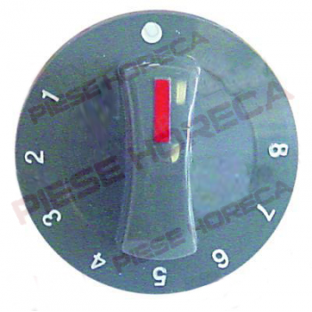 Buton comanda termostat  gradat 1-8, diametru de 71mm, montare pe ax de 6x4,6mm, negru.Pentru cuptoare electrice  FAGOR, cod producator(OEM)- U673005, R212101