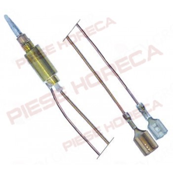 Termocupla aragaz BERTOS  pentru robinet SABAF lungime 750mm, conectare cu cablu si papuci (conectori)