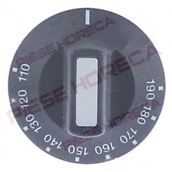 Buton comanda termostat friteuza, gradatie de la 110-190◦C, montare pe ax de 6x4,6mm. Pentru friteuza VALENTINE 