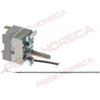 Termostat de lucru cuptor CAMPINI tip TY95, lungime capilar 960mm(izolat 700mm), dimensiuni senzor 3x185mm, temperatura maxima 280◦C, 1contact(pol), 16A, tensiune maxima de alimentare 250V, dimensiuni ax de comanda L-23mm si 6x4,6mm 