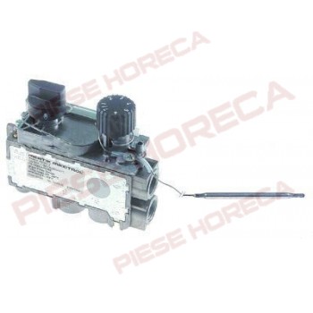 Valva gaz termostata MERTIK , temperatura de lucru 100-340◦C, lungime capilar 720mm, dimensiuni capilar 4x68mm, intrare/ iesire gaz de 3/8”, conexiune termocupla M9x1.  Pentru ELECTROLUX, ZANUSSI.