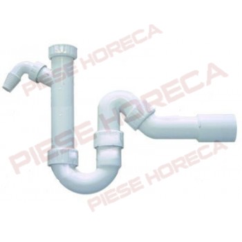 Sistem de scurgere pentru masina de spalat vase  in forma de U, 1 1/2”, D1-40mm, D2- 50mm, confectionat din PP