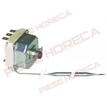 Termostat de siguranta, cod EGO 55.31542.140, 230◦C cu resetare manuala, 3 contacte(3 poli) 20A, dimensiuni  senzor 6x239mm, lungime tub capilar 830mm. Pentru OLIS, ELFRAMO, KOMEL, REPAGAS