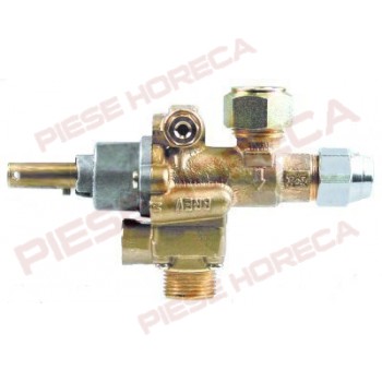 Robinet gaz, PEL22S, conexiune termocupla de M8x1, intrare/iesire gaz de M20x1,5, ax rotund de 10mm