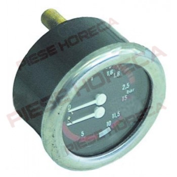 Manometru cu scala dubla, presiuni masurate 0-2,5bar/ 0-15bar, montare pe Ø63mm espressoare La Cimbali, GRIMAC