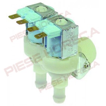 Electrovalva alimentare apa masina de gheata, dubla, cu iesiri unghiulare de 11,5mm, intrare de ¾”