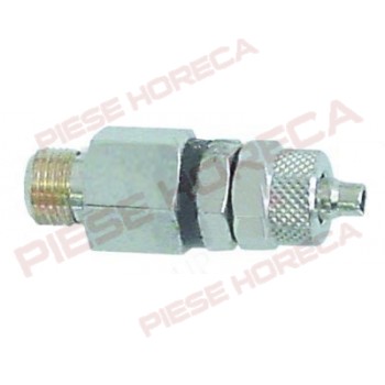 Valva non-retur pentru pompe peristaltice, conector furtun de 4x6mm, filet de 1/8”, lungime – 40mm