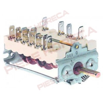 Intrerupator, selector, rotativ cu 4 pozitii, 0-1-2-3, dimensiuni ax Ø6x4,6mm. Pentru cuptoare FOINOX, BERTOS, ELECTROLUX, GIORIK, LAINOX, MARENO, WHIRLPOOL, ZANUSSI, EMMEPI 