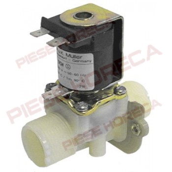 Electrovalva plastic 24V AC, intrare 3/4" , iesire 3/4" , DN10, temperatura maxima 90°C , producator MULLER