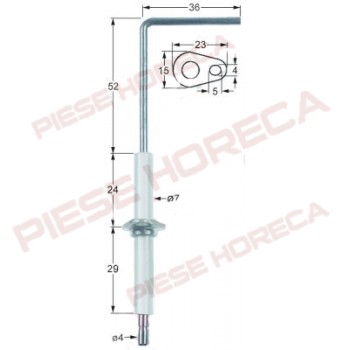 Electrod monitorizare, ionizare,  flacara arzator cuptor, convectomat, MBM FGMD67SC, FGM…, lungime electrod- 105mm, lungime flansa-23mm. Cod catalog producator PAFOC00249