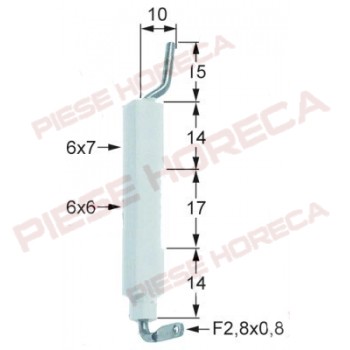 Electrod de aprindere Angelo-Po, diametru 1 6x7mm, conexiune  F 2.8x0.8mm, diametru 2 6x6mm