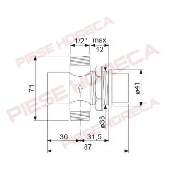 Robinet 1/2" cu autoinchidere 15 secunde 